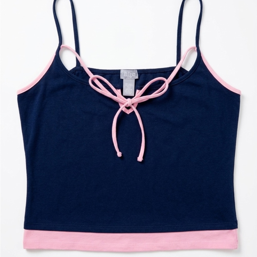Tilly’s Navy & Pink Spaghetti Strap Crop Top